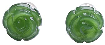 TOMYEUS Ohrringe Natürliche Jade Rose grüne Jade Ohrringe mit 925 Sterling Silber Ohrringe schmuck Ohrringe for Frauen Ohrstecker