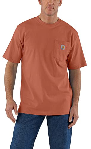 Carhartt Men's Loose Fit Heavyweight Short-Sleeve Pocket T-Shirt, Terracotta, XS