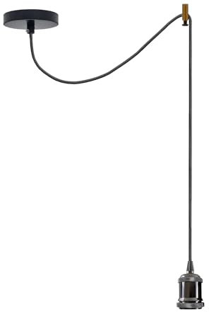 LEDSone Vintage Industrial Spider Ceiling Pendant Light 195cm Adjustable Shiny Black 3-Core Cable E27 Lamp Holder Chandelier Hanging Lamp for Kitchen, Bar, Loft, Living Room