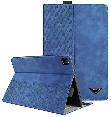 CXTCASE Coque pour iPad Pro 12.9 2022/2021/2020/2018, Tablette Housse de Protection pour iPad Pro 12.9, Cuir PU Étui Case pour iPad Pro 12,9 (6. 5. 4. und 3. Generation), Bleu
