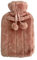 Hot Water Bottle with Cosy Faux Fur Pom Pom Cover | Fluffy Super Soft Large 2 Litre Bottle (Pink)