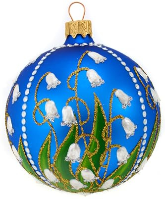 HAMBURGER WEIHNACHTSKONTOR® - Christbaumkugeln Christbaumkugel mit Maiglöckchen blau