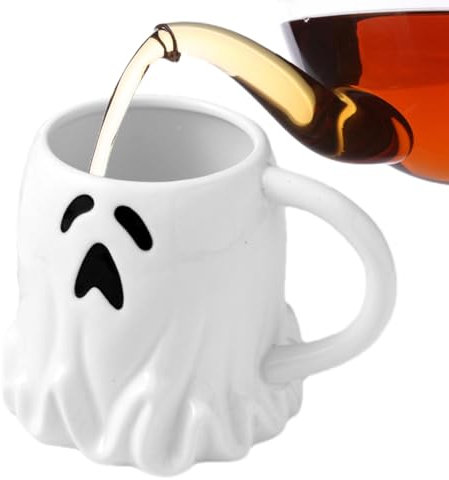 Cute Ceramic Coffee Mug Ghost Shape 14oz Spooky Ghost Design Ceramic Coffee Mug Party Photo Booth Props Drink Container for Hot Chocolate Hot Coffee Juice