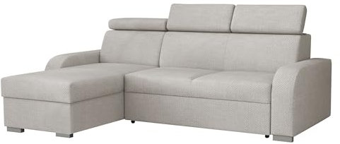 Mirjan24 Elegante Ecksofa Apollo mit Bettkasten und Schlaffunktion, Modernes Eckcouch mit verstellbare Kopfstützen, Polsterecke (Crown 16)