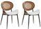 HULALA HOME Lot de 2 Chaise Salle a Manger, Chaise Coiffeuse Modernes, avec Dossier en Bois Incurvé, Siège en Cuir Synthétique Souple et Dossier en Maille Filet Décor Rotin Respirant