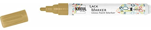 KREUL 47020 - Lackmalstift medium gold, mit Rundspitze Strichstärke 2 - 4 mm zum Gestalten, Beschriften und Verzieren von kleinen, originellen Geschenken, Karten, uvm.
