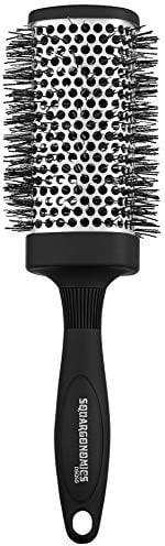 Denman Rund-Haar-Bürste Squargonomics, für schnelles/schonendes Föhnen und Glätten langer Haare, gewellte Nylonborsten, Durchmesser 53 mm, silber