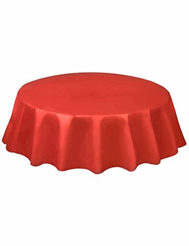 Red Plastic Round Tablecover, 213 cms diameter
