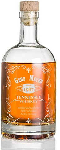 Whisky-Flasche 700 ml mit Gravur - Geschenk für Männer - Whiskey-Karaffe mit Korken Scotch-Dekanter Personalisiert mit Name - Karaffe für Spirituosen Jubiläumsgeschenk - Motiv elegant verziert
