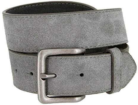 Lässiger Jeansgürtel aus Veloursleder, quadratisch, 3,8 cm breit, grau, 60