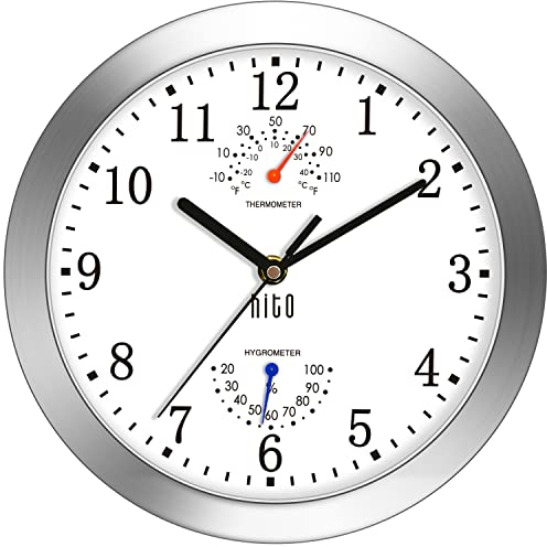 HITO modernen bunten Stille Nicht-tickende Wanduhr- 10 Zoll (T&H-weiß)