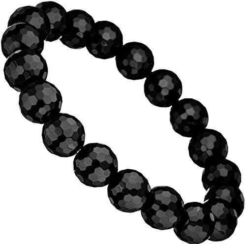 Jobo Damen Armband Onyx schwarz facettiert endlos auf Gummi