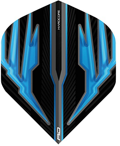 RED DRAGON Hardcore Radical Schwarz und Blau Extra Dicke Standard Dart Flights - 4 Sätze pro Packung (12 Flights insgesamt)