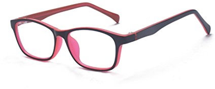 ALWAYSUV Blaulichtfilter-Computerbrille zur Blockierung von UV-Kopfschmerzen [Anti-Augenermüdung] Transparente Linse Unisex Kids Teens Rot