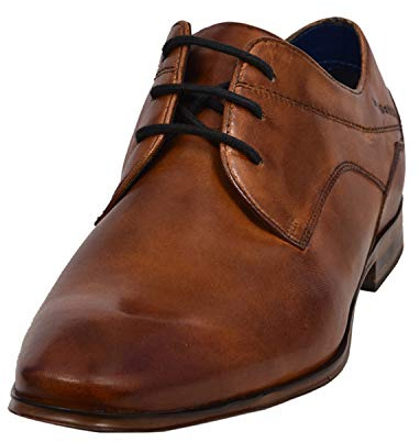 bugatti Herren Business Halbschuh aus Hochwertigem Leder, Derby mit Eleganter Liniengestaltung, Cognac, 46 EU