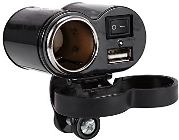 Akozon Chargeur USB pour Guidon de Moto 12 V avec Prise Allume-Cigare USB étanche pour téléphone GLF