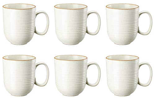 Thomas Nature - Becher mit Henkel 0,4l - Henkelbecher Trinkbecher Mugge Humpen Haferl Tasse Kaffeetasse - (Sand (Sandfarben), 6 Stück)