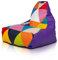 Ecopuf - Sessel Wohnzimmer - Patchwork Sacksessel Kunstleder Keiko Größe S/M - Entspannungssessel zum Sitzen - Sack Pouf mit Griff - Wohnungseinrichtung - Lila E7
