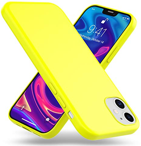 NALIA Neon Handyhülle kompatibel mit iPhone 12 / iPhone 12 Pro Hülle, Ultra-Slim Silikon Soft Case Phone Cover Stoßfest Dünn, Weiche Gummi Schutzhülle Handy-Tasche Backcover Bumper, Farbe:Gelb