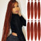 Leeven 8 Packs Copper Red Pre Stretched Braiding Hair 26'' Yaki Straight Texture EZ Braiding Crochet Braids for Box Braids Dark Ginger Pre-stretched Braiding Hair Extensions /26 Inch 350#