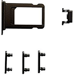 Smartex® BLACK Side Button + SIM Card Tray compatible with iPhone 8 / Power, Volume, Mute Button
