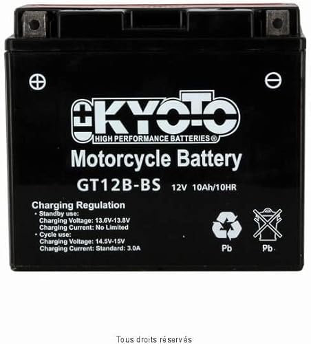 Batteria moto Kyoto GT12B-BS (YT12B-BS) - Senza manutenzione - 12 V 10 Ah - Dimensioni: 150 x 70 x 131 mm compatibile con DUCATI Monster S2R 800 2004