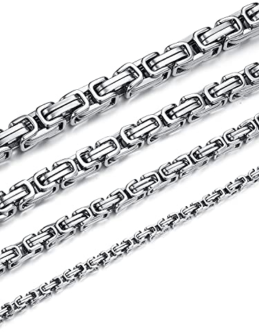 Jewow Edelstahl (4mm,61cm) Halskette für Herren Breite 4/6/8/10mm, Länge 36-76cm Wählbar