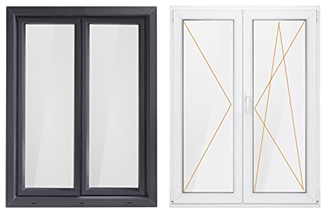 Bastion Fenster 2 Flügel Dreh Stulp, 2-fach Verglasung RC2 BA außen anthrazit/innen weiß 70 mm Profil (900x1200 mm Rechts)