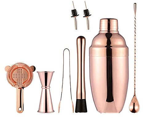 XIXIDIAN Cocktail Shaker Set Mezclador de Bebidas,Kit portátil portátil de 8 Piezas con Shaker Barware Tool Set