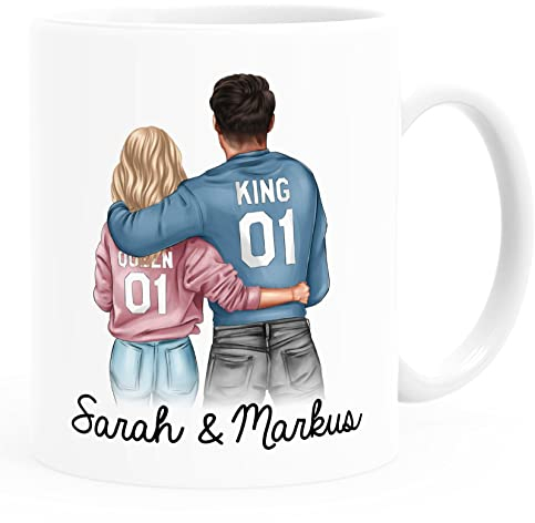 SpecialMe® Tasse Paar personalisiert mit Namen Liebe Geschenk Partner Weihnachten Geburtstag Jahrestag Valentinstag weiß Keramik-Tasse