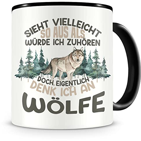 Samunshi® Wolf Tasse mit Spruch Sieht vielleicht so aus Wölfe Geschenk für Wolf Fans Kaffeetasse Lustige Tassen zum Geburtstag 300ml