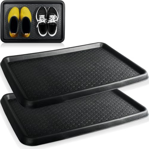 2X Schuhabtropfschale Schuhmatte 60 x 40 cm aus Kunststoff Schuhwanne Schuhablage mit erhöhtem Rand (2 Stück)