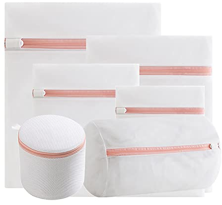 Intirilife 6er Wäschenetze Set Wäschesäcke in verschiedenen Größen aus weißem Polyester - 50 x 60/40 x 50/30 x 40/25 x 25/15 x 17/33 x 22 cm - Zum Schutz für empfindliche Wäsche