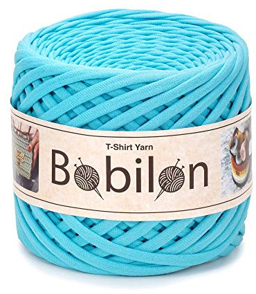T-Shirt-Garn, Fettuccine-Spaghetti-Knäuel, zum Häkeln, Stricken, für Maskenbänder, Makramee, Bio-Baumwolle, Jerseygarn, 3–5 mm, helltürkisblau (Arctic)