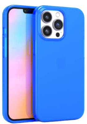 FELONY CASE - iPhone 14 Pro Neon Blue Clear Protective Case, TPU and Polycarbonate Shock-Absorbing Bright Cover - Crack Proof with a Gloss Finish - Full iPhone Protection