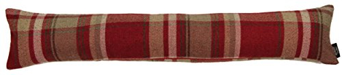 McAlister Textiles Heritage | Zugluftstopper mit Füllung im Tartan-Muster kariert 18cm x 136cm in Rot | wachbarer Deko Windstopper Kissen für Fenster, Türen im Schottenkaro, Tweed