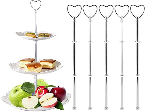 Auped Premium Kuchenständer-Set 5-tlg. Silber - Vintage Metall Tortenständer Set mit Verstellbaren Stangen, Für Hochzeitsrezeptionen/Geburtstagspartys/Festtagsbuffets