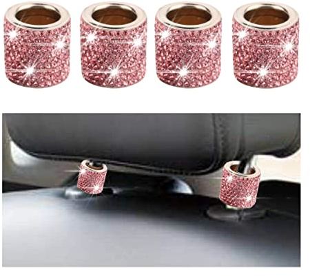 CGEAMDY Auto Kopfstützen Halsbänder, Kristall Strass Kopfstütze Ringe, Persönlichkeit Bling Strass Autositz Kopfstütze, Kristall Autositz Kopfstütze Kragen(Hellrosa)