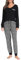 Sopesil Pigiama Donna Lungo Invernale Pigiami Due Pezzi da Donna Caldo Manica Lunga e Pantaloni a Quadri Sleepwear Accogliente con Tasche e Coulisse,M,Nero