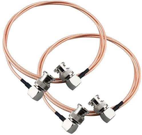 Urcianow 2 Piezas Cable BNC Macho 90° RG316, 1 Metro - Conector Coaxial Angulado para Antena WiFi, HD/SDI Video, CCTV, RF