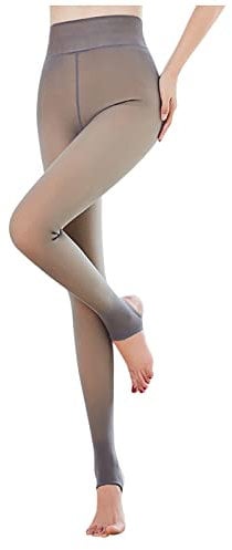 Collant Sexy Femme Taille Haute, Collant sans Pied Femme Étrier Collants Haute Faux Translucide épaissir Thermiques Résille Couleur Chair Cintré pour Déguisements Danse Extensibles Pantyhose