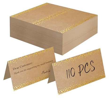 Lot de 110 cartes de table en papier kraft, petites cartes vierges pour tente délicates, cartes rustiques pour mariage, table, dîners, réceptions (5,1 x 8,9 cm)