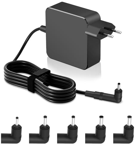 65 W, 45 W, 33 W, Cargador Universal AC con 5 Cabezales de Carga para ASUS Vivobook/Zenbook/Chromebook,Lenovo IdeaPad/Yoga/Chromebook Conector Redondo Cable de alimentación para Ordenador portátil