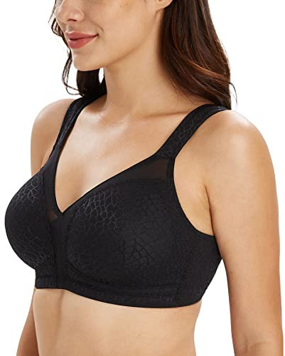 Lemorosy Soutien-Gorge Minimiseur Femme Grandes Tailles Confort Bonnets emboîtants sans Armatures réducteur de Fort portrine Noir FR105E