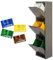 WELL HOME - Cubo de basura y reciclaje Metálico de 3 compartimentos + 4 etiquetas magnéticas, 3x17L (51L) Gris brillo