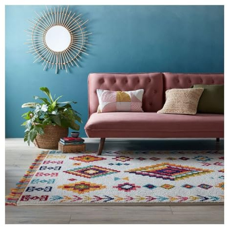 Flair Rugs Teppich Kelim, rechteckig, mit Fransen, modern, Coyote, geometrisch, cremefarben, Maße: 230 x 160 cm