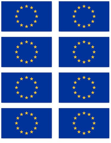 Aufkleber: 75x45 mm, 8 Stück - Flagge - Europa - EU - für Auto, Koffer, Laptop und mehr