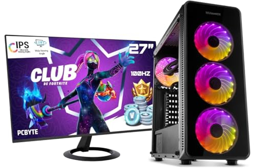 PCBYTE Eternity27 Ordenador Sobremesa AMD Ryzen 7 5700G Octa Core up to 4,6Ghz | 32GB RAM | 2TB SSD NVme | AMD Radeon™ Vega 8 | Windows 11 Pro | WiFi 1200 | Monitor LED 27 IPS FullHD HDMI 100 Hz