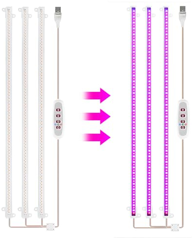 Kavolet LED Pflanzenlampe, 8 W, 84 + 84 LEDs, 22,7 lm, Wachstumslampe mit 8/12/16-Stunden Timer, 5 Helligkeit, LED Grow Lampe für Gewächshaus, Hydrokultur, Sukkulenten, 4 Balken