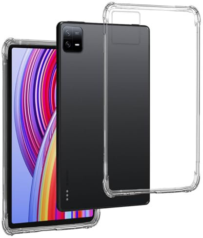 REY Funda Anti-Shock Gel Transparente para XIAOMI Pad 6S Pro 12,4, Ultra Fina 0,33mm, Esquinas Reforzadas, Silicona TPU de Alta Resistencia y Flexibilidad